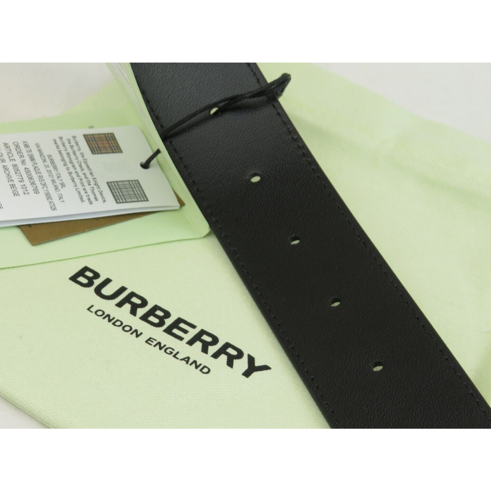 $580 BURBERRY TB 35 BEIGE CHECK BLACK LEATHER REVERSIBLE LOGO BUCKLE BELT 95 38 - Picture 8 of 13